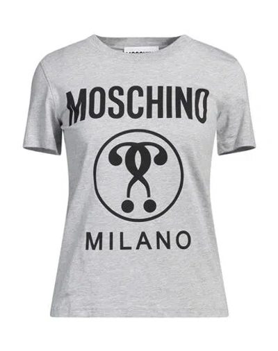 MOSCHINO MOSCHINO WOMAN T-SHIRT LIGHT GREY SIZE 10 COTTON