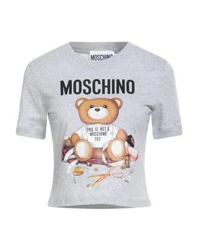 Moschino Woman T-shirt Light Grey Size 12 Organic Cotton