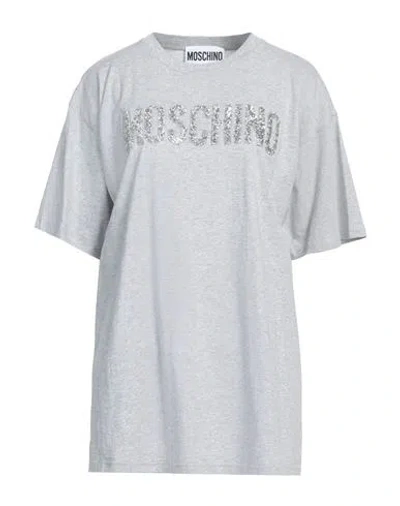 Moschino Woman T-shirt Light Grey Size M Organic Cotton