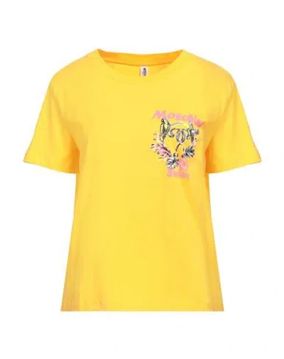 Moschino Woman T-shirt Marigold Size M Cotton In Yellow