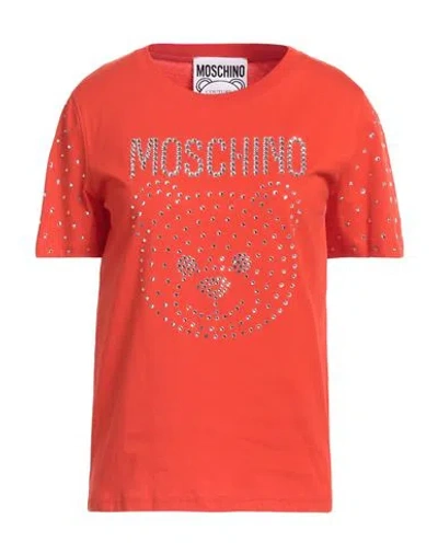Moschino Woman T-shirt Orange Size 10 Organic Cotton