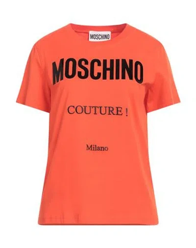 Moschino Woman T-shirt Orange Size 6 Organic Cotton