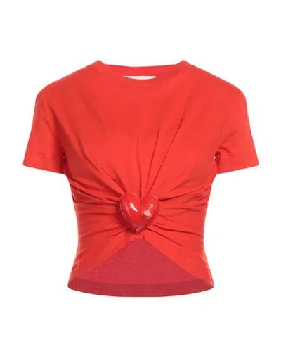 Moschino Woman T-shirt Orange Size 8 Cotton