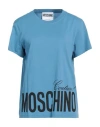 Moschino Woman T-shirt Pastel Blue Size 10 Cotton In Blue