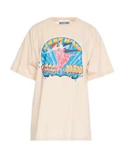 Moschino Woman T-shirt Sand Size L Cotton, Polyester In Beige