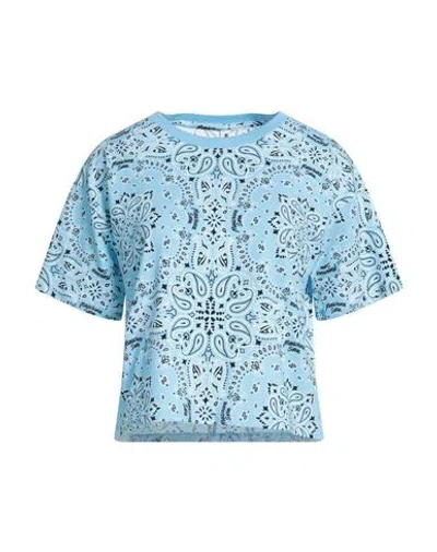 Moschino Woman T-shirt Sky Blue Size M Cotton, Elastane