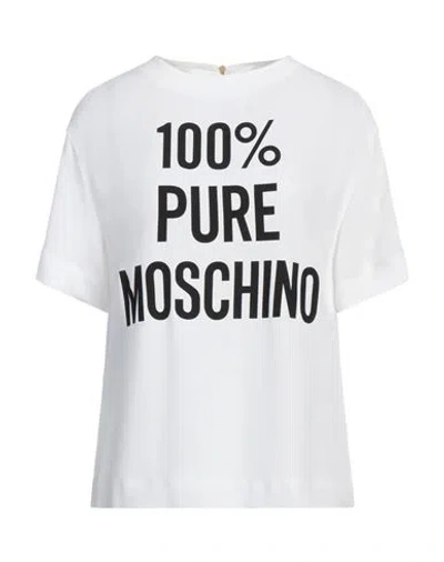 MOSCHINO MOSCHINO WOMAN T-SHIRT WHITE SIZE 8 ACETATE, VISCOSE