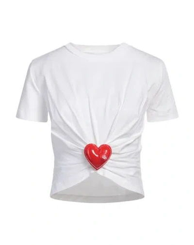 Moschino Woman T-shirt White Size 4 Cotton