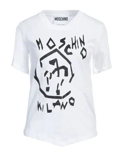 Moschino 莫斯奇诺 女士 不规则双问号logo短袖t恤 In White