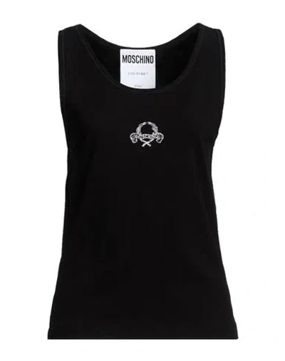 Moschino Woman Tank Top Black Size 10 Viscose, Elastane