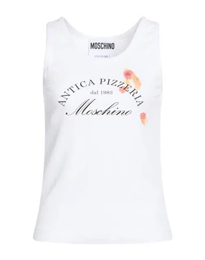 Moschino Woman Tank Top White Size 6 Viscose, Elastane
