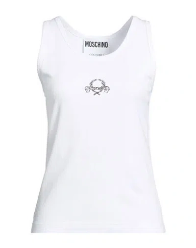Moschino Woman Tank Top White Size 6 Viscose, Elastane