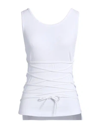 Moschino Woman Tank Top White Size 6 Viscose, Elastane