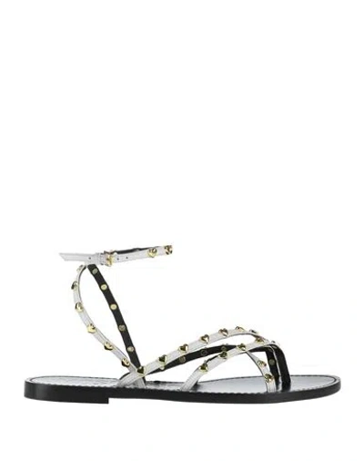 Moschino Woman Thong Sandal White Size 8 Calfskin