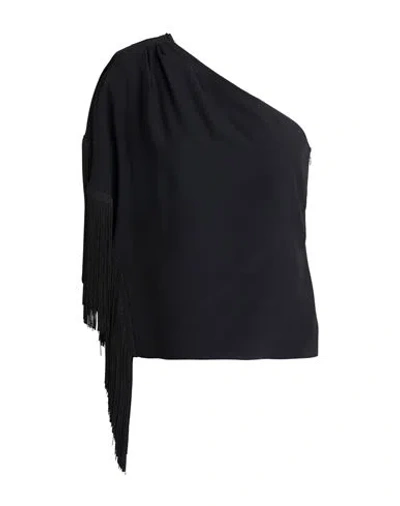 Moschino One-shoulder Fringed Blouse In Black