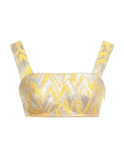 Moschino Woman Top Yellow Size 8 Polyester, Polyamide