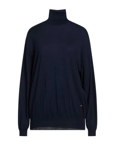 Moschino Woman Turtleneck Midnight Blue Size 4 Virgin Wool, Silk