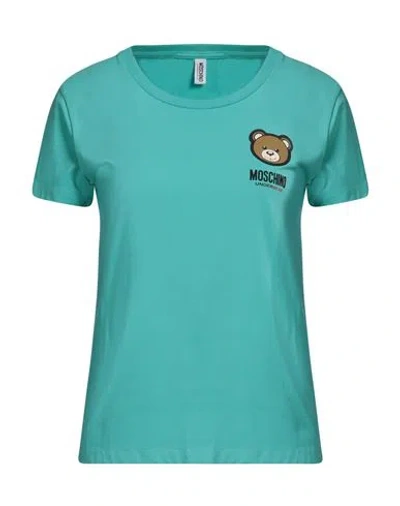 Moschino Woman Undershirt Turquoise Size S Cotton, Elastane In Blue