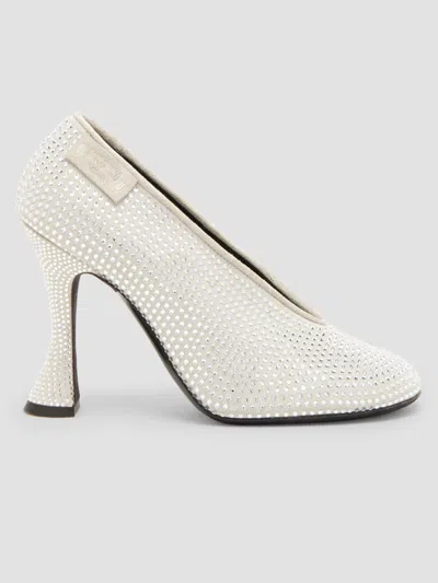 Moschino Women's 100mm Leather Duck Pumps In White