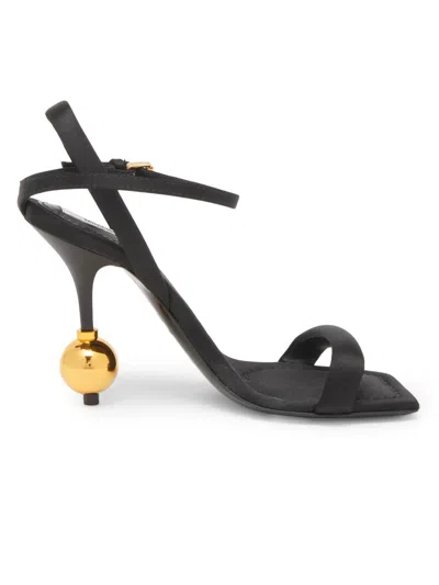 Moschino Women's 100mm Satin Sculptural Sandals In Black