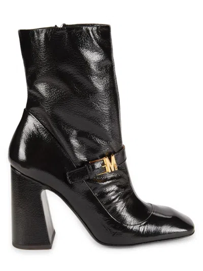 Moschino Women's 102mm Leather Block Heel Boots In Black