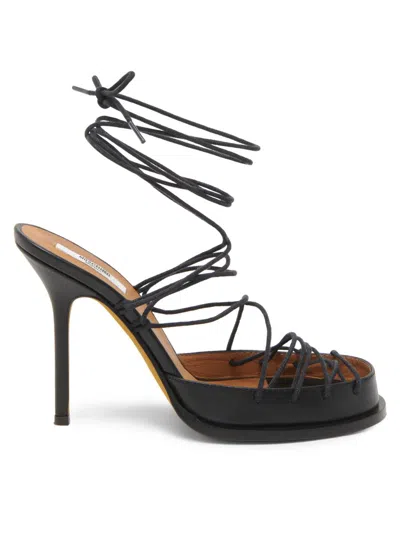Moschino Women's 105mm Strappy Leather Sandals In Black