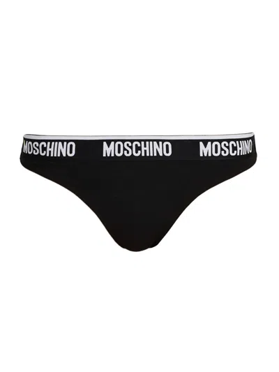 Moschino Women's 2-pack Logo Stretch-cotton Brief Set In Black