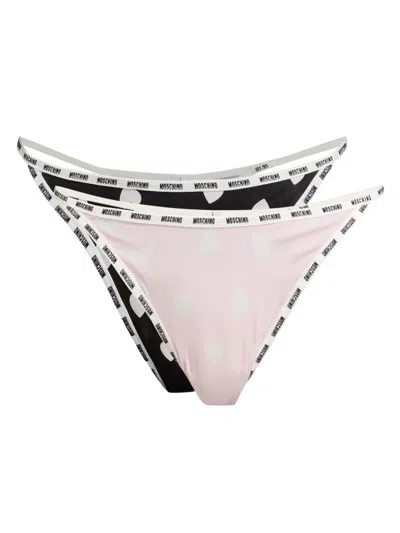 Moschino Women's 2-pack Printed Thong In Pink