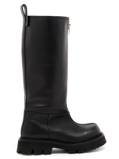 Moschino Women's 40mm Zip-front Leather Boots In Black