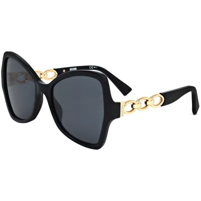 Moschino Women's 54 Mm Grey Sunglasses In Black