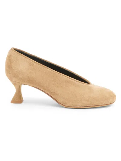 Moschino Women's 55mm Suede Duck-heel Pumps In Neutral