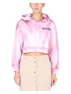 Moschino Couture Art Theme Cropped Sweatshirt In Pink