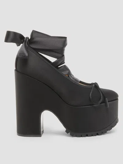 Moschino Women's Ballerina Satin 145mm Platform Pumps In Black