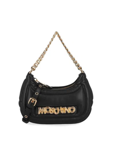 Moschino Women's Balloon Leather Shoulder Bag In Fantasy Print Black
