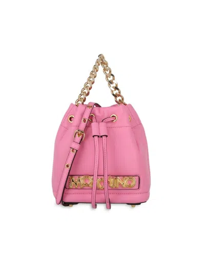 Moschino Balloon Lettering Bucket Bag In Fuchsia