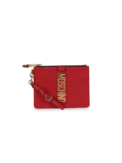 Moschino Women's Biker Leather Wristlet Pouch In Red
