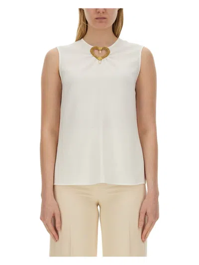 MOSCHINO WOMEN'S BLOUSE WITH HEART APPLIQUE TOP