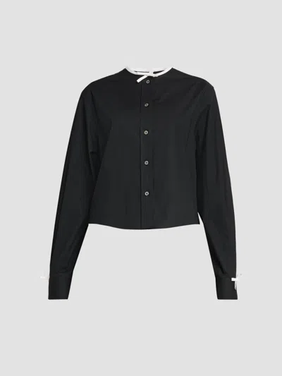 Moschino Women's Bow-accent Poplin Blouse In Black