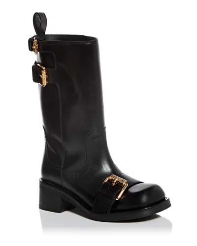 Moschino Women's Buckled Square Toe Boots In Black