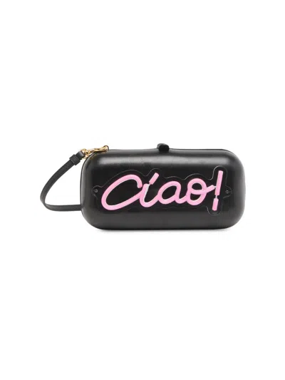 Moschino Ciao Shoulder Bag Neon Sign Strap In Purple
