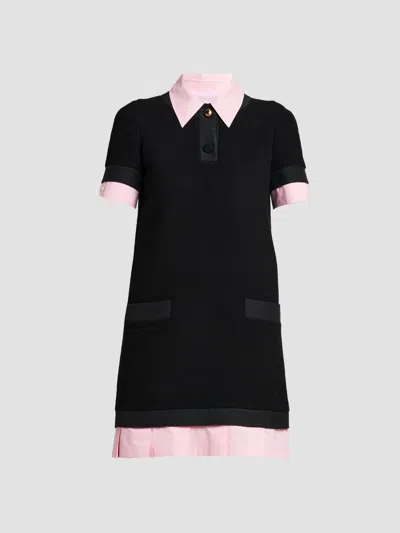 Moschino Women's Contrast-trim Wool-blend Mini Dress In Black