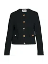 Moschino Black Solid Round Neck Cardigan In Black