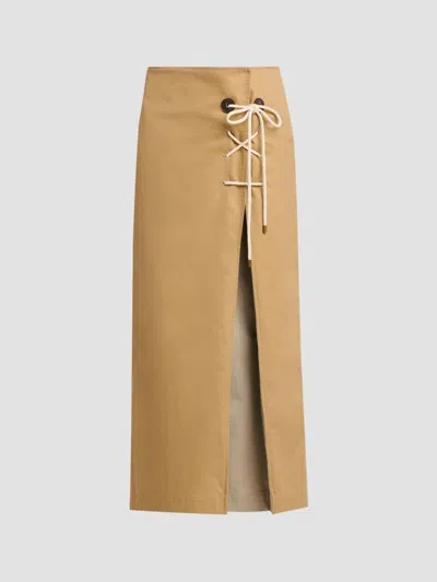 Moschino Women's Cotton Gabardine Wrap Midi-skirt In Brown