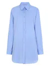 Moschino Cotton Shirt With Chest Pocket And Elastic Waistband In Blue