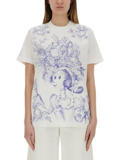 Moschino Women Cotton T-shirt With Print In White