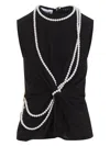 Moschino Flared Hem Knot Detailing Pearl Embellishments In Black