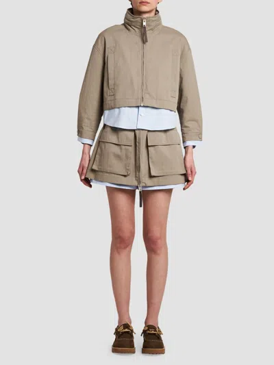 Moschino Women's Cotton-blend Layered Stand-collar Jacket In Brown