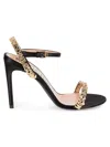 MOSCHINO WOMEN'S CRYSTAL EMBELLISHED SATIN STILETTO SANDALS