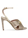 Moschino Satin Crystal Embellished Heel Sandals In Cream