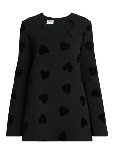 Moschino Women's Cut-out Bow Heart Minidress In Black